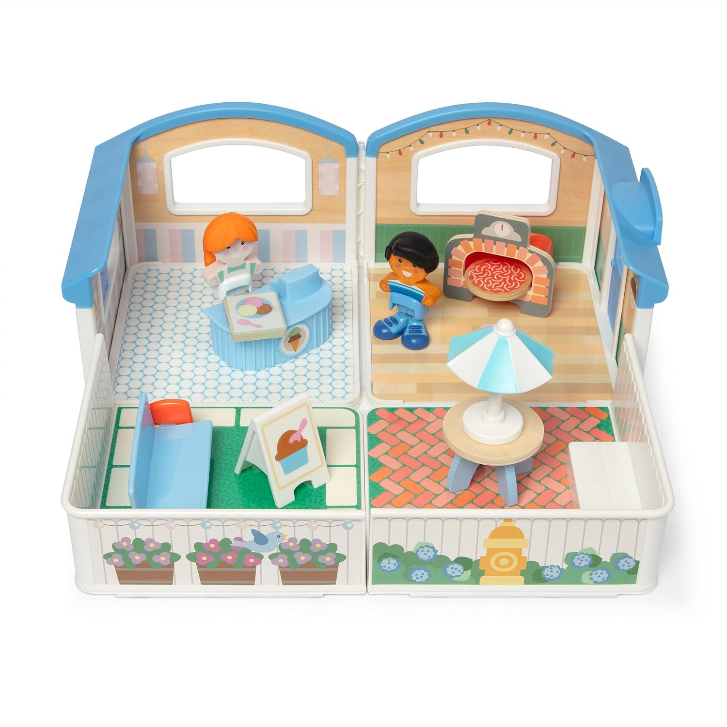 Melissa & Doug Cheery Lane Ice Cream & Pizza Modular Play House Play Set | Amazon (US)
