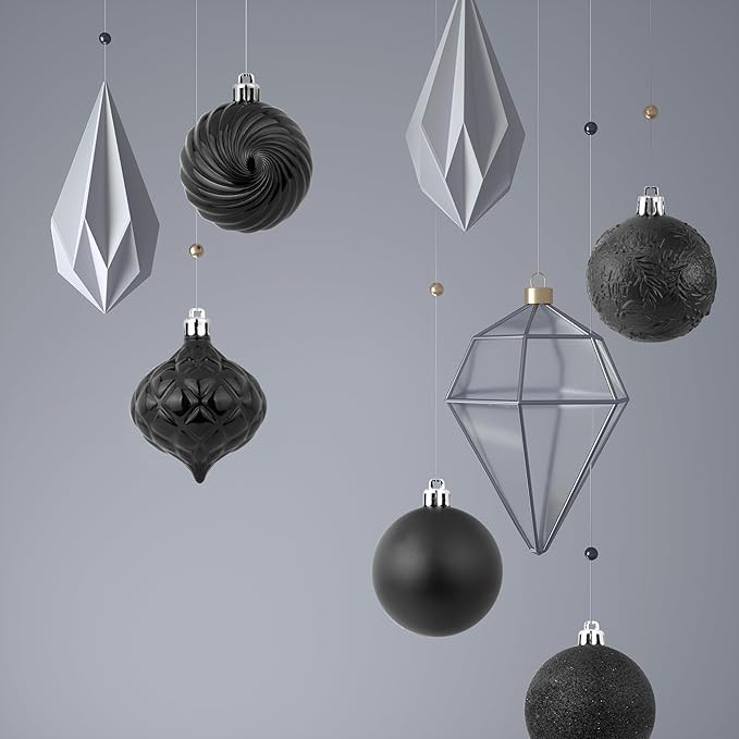 KI Store Black Christmas Balls 34pcs 2.36-Inch Christmas Tree Decoration Ornaments for Xmas Tree ... | Amazon (US)