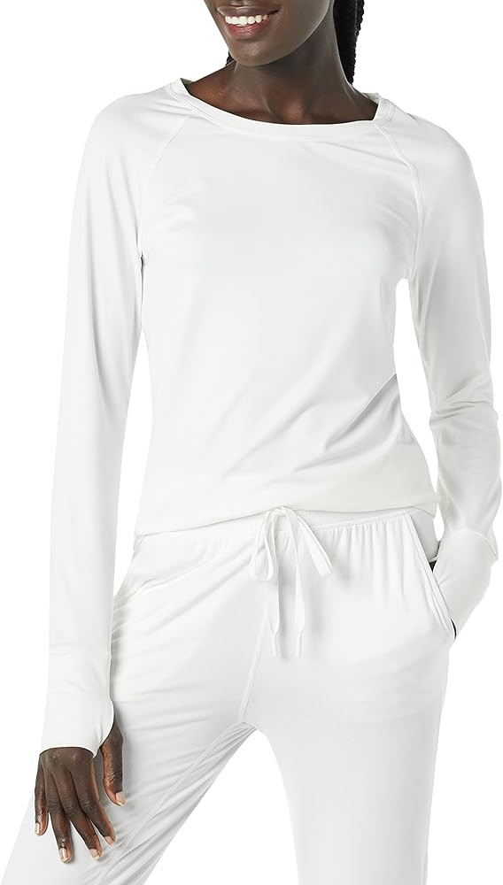 Amazon Essentials Women's Brushed Tech Stretch Long-Sleeve Crewneck Shirt | Amazon (US)