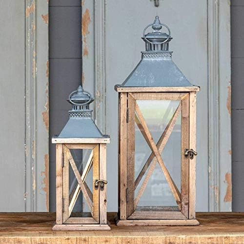 Park Hill Collection ELW90506 Portico Lanterns, Set of 2, Wood | Amazon (US)