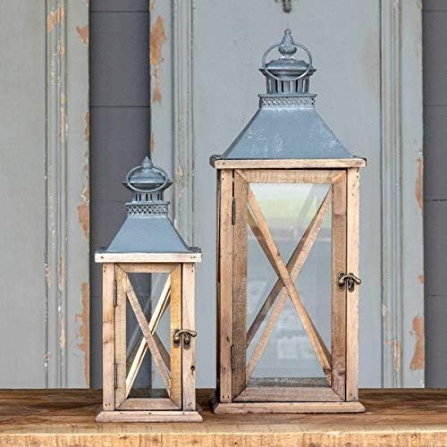 Park Hill Collection ELW90506 Portico Lanterns, Set of 2, Wood | Amazon (US)