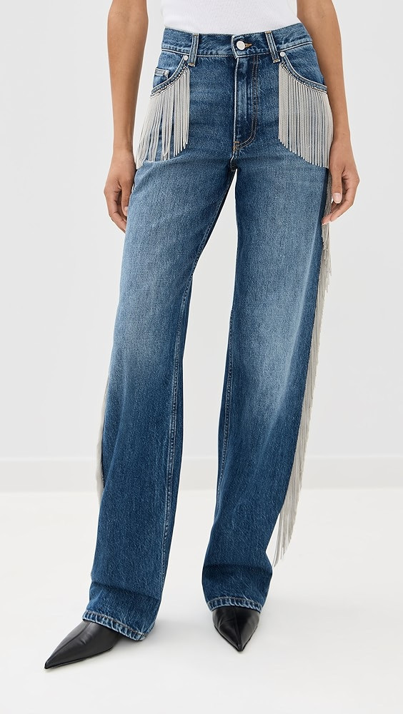 Dark Blue Wide Leg With Chain Fringes | Shopbop