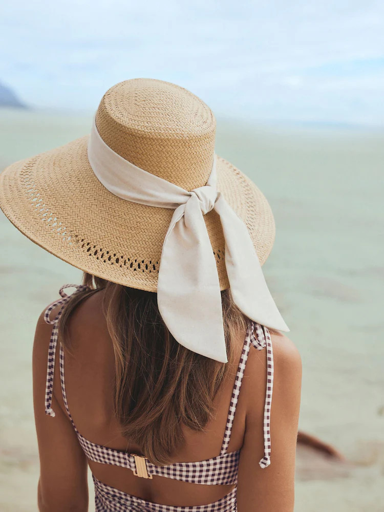 Natural Straw Look Dropped Brim Hat | Next EU