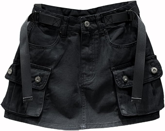 Kinghua Womens Mini Cargo Skirt Low Waist Y2k Short Denim Jean Skirt | Amazon (US)