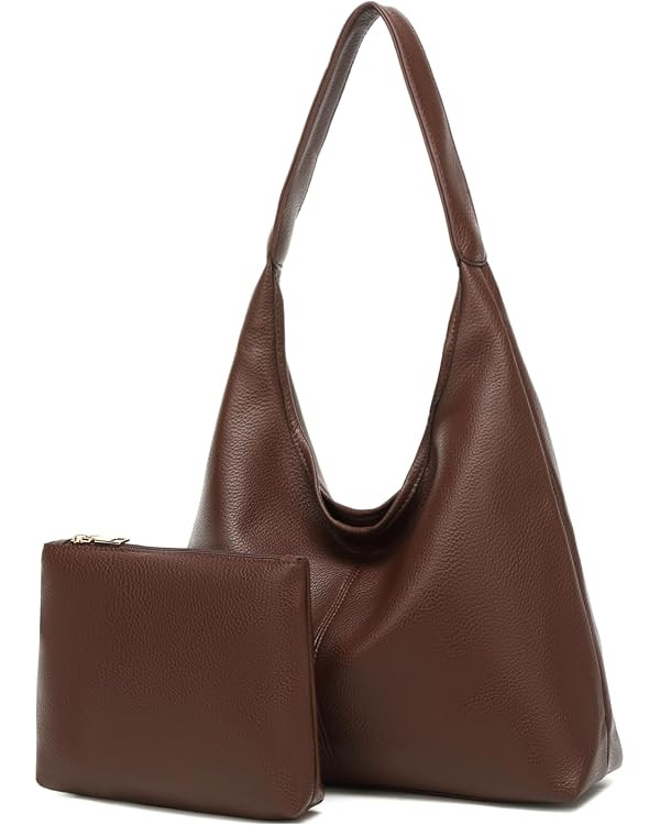 Casual Hobo Bag for Women Soft Shoulder Bags Slouchy Pu Leather Tote Purses for Work Travel | Amazon (US)