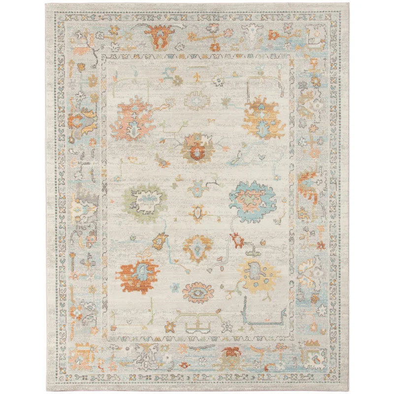 Chilverton Bordered Floral Durable Performance Indoor/Outdoor Area Rug | Wayfair North America