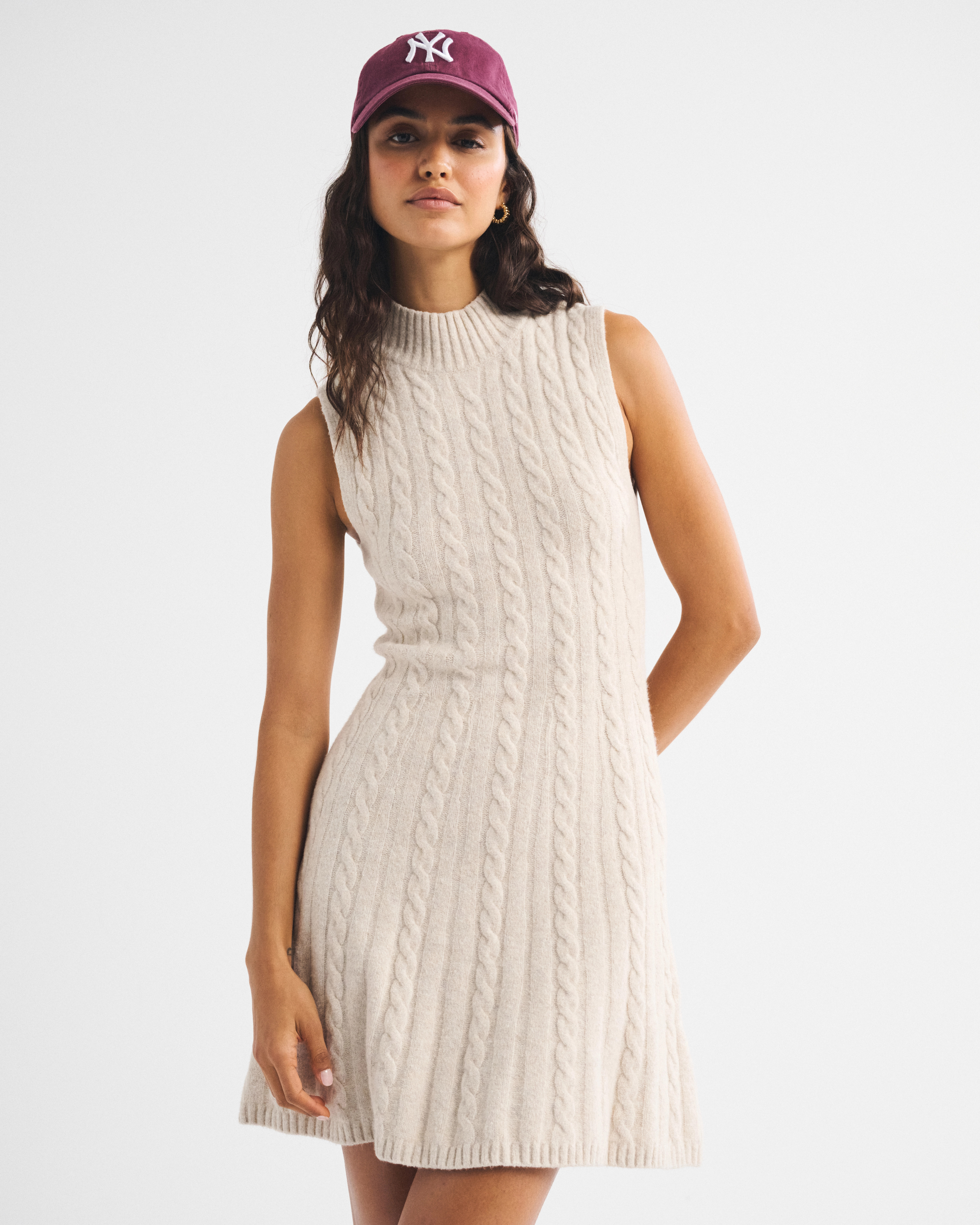 Mock Neck Cable Mini Sweater Dress | Abercrombie & Fitch (US)