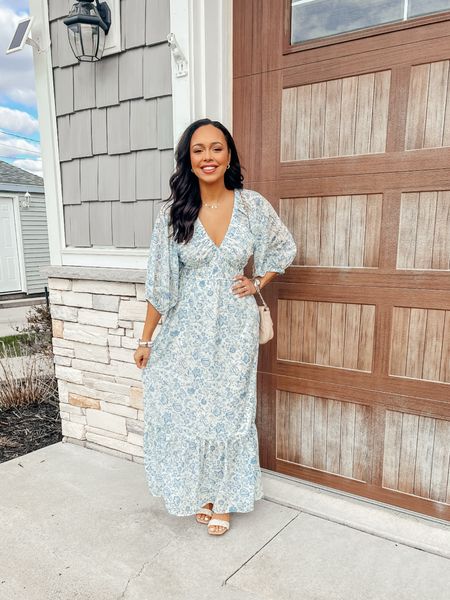 The perfect blue floral dress for bridal showers, baby showers, gender reveals or a garden party this Spring & Summer! #springdresses #summerdresses #floraldresses 

#LTKstyletip #LTKSeasonal #LTKwedding