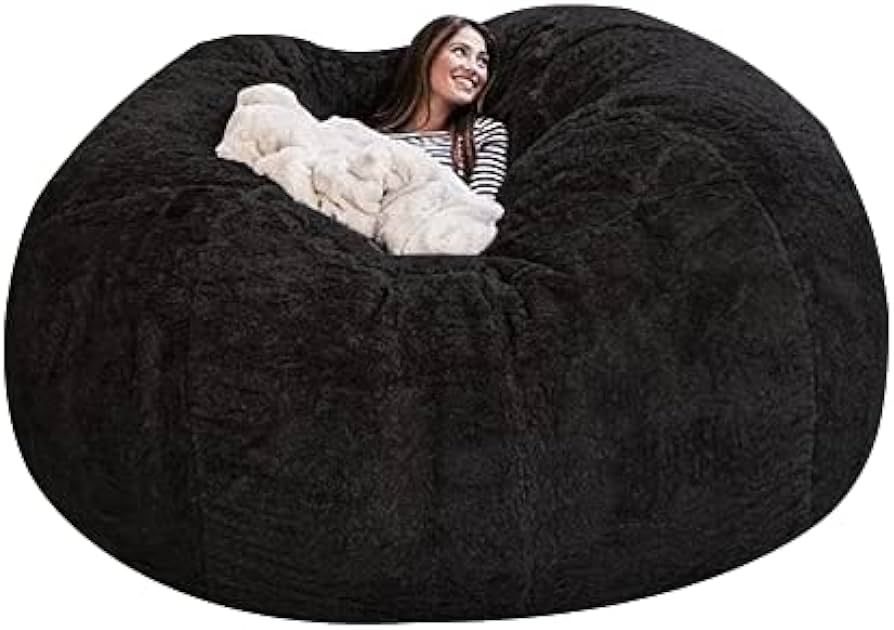 7FT Giant Round Soft Fluffy Faux Fur Cover for Adult Bean Bag Chair Furniture (Cover Only, No Fil... | Amazon (US)