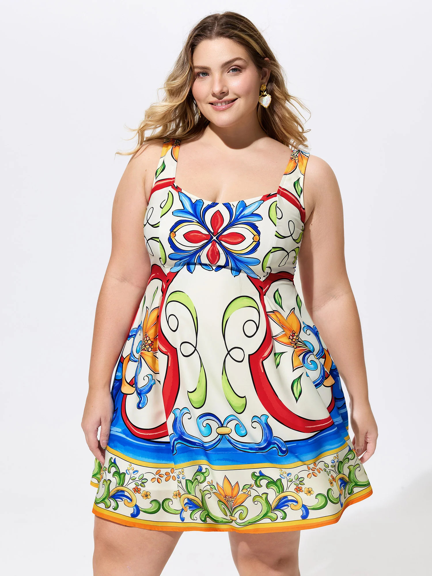 Floral Abstract Print Sleeveless Mini Dress | Bloomchic