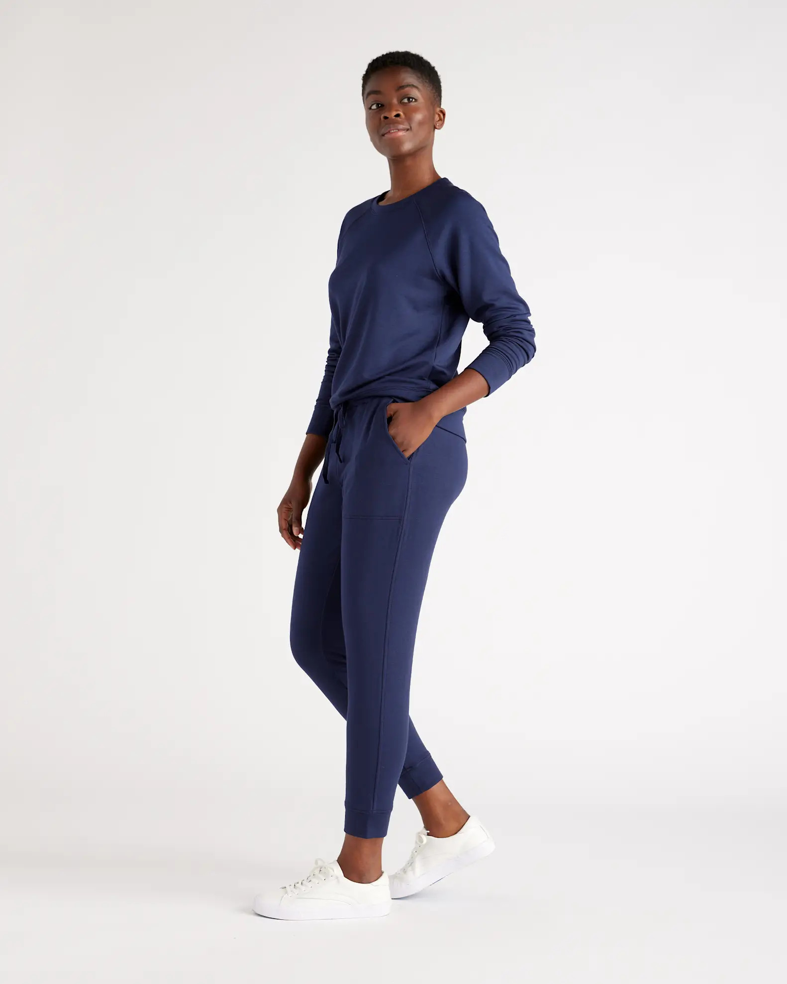 SuperSoft Fleece Crew in Navy | Quince