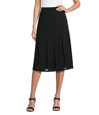 KARL LAGERFELD PARIS Crepe Knit Lace Midi A-Line Skirt - 10 | Dillard's