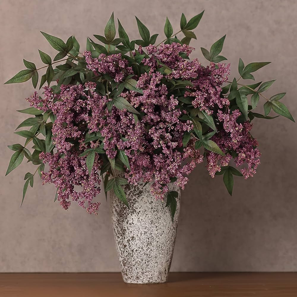 4 Pcs 36" Artificial Nandina Berry Stem, Fake Branches for Vase(Dusty Plum) | Amazon (CA)