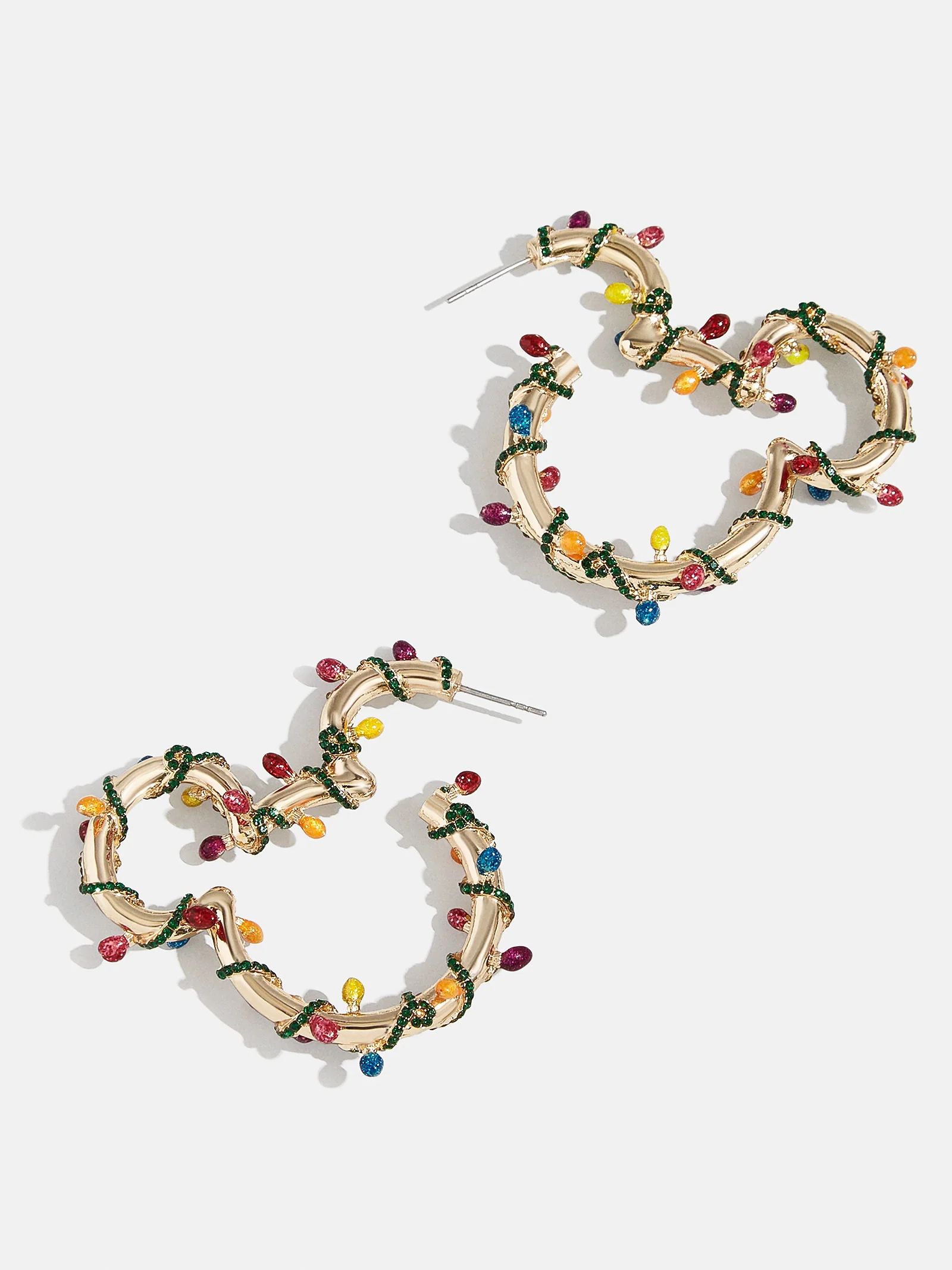 Mickey Mouse Holiday Lights Disney Essential Hoop Earrings - Mickey Mouse Holiday Lights Hoops | BaubleBar (US)