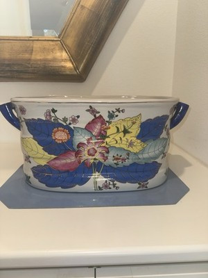 Large Ceramic Porcelain Tobacco Leaf Motif Foot Bath or Planter | eBay US