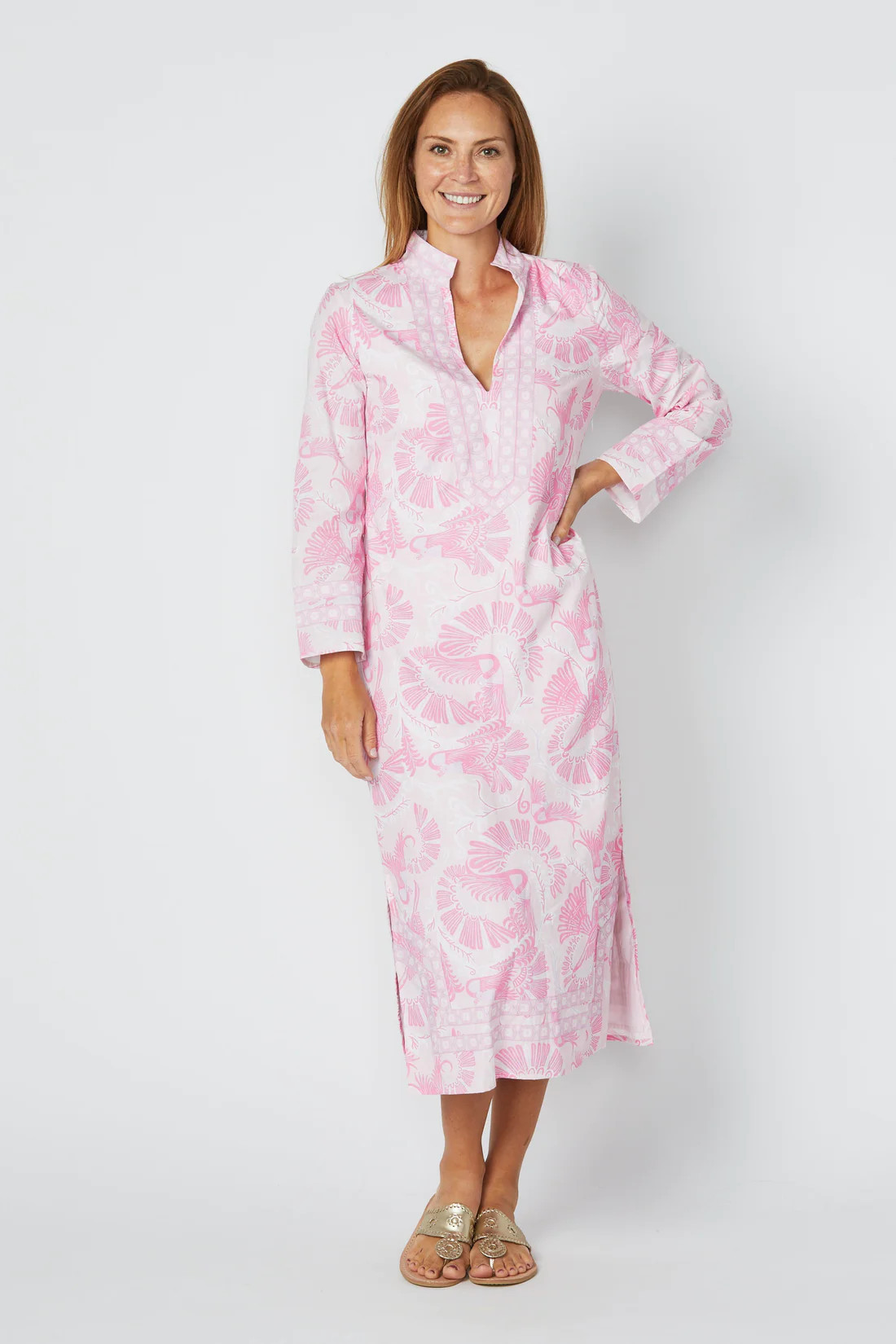 Pink CKB Print Long Sleeve Caftan | Sail to Sable