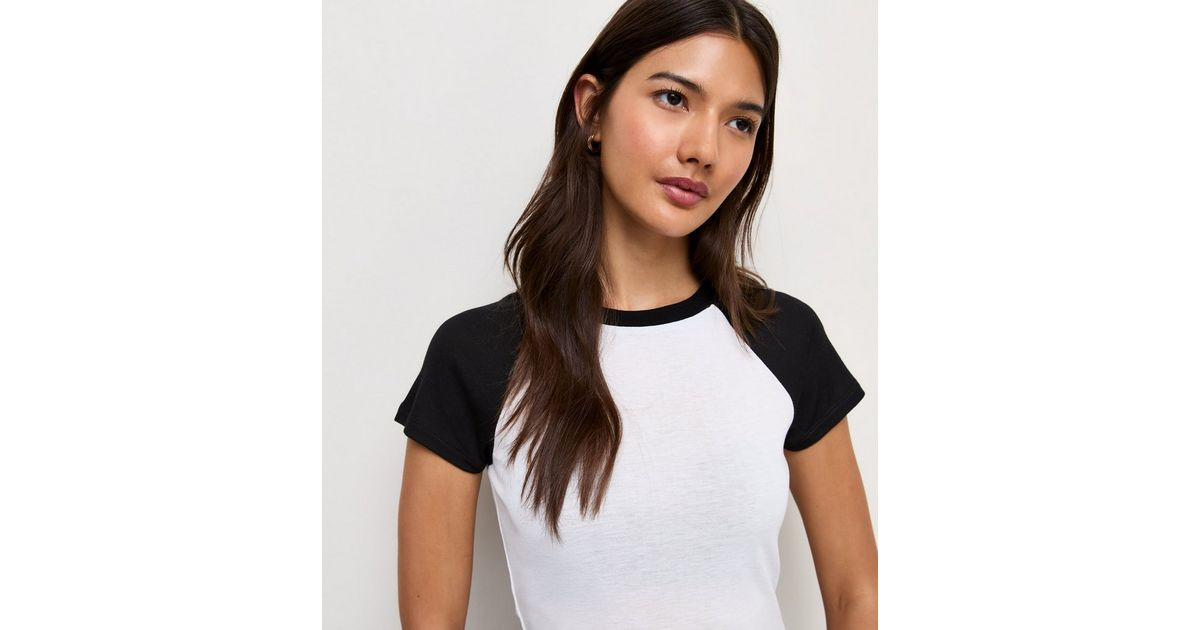 Women's Black Contrast Raglan Sleeve T-Shirt New Look | New Look (UK)