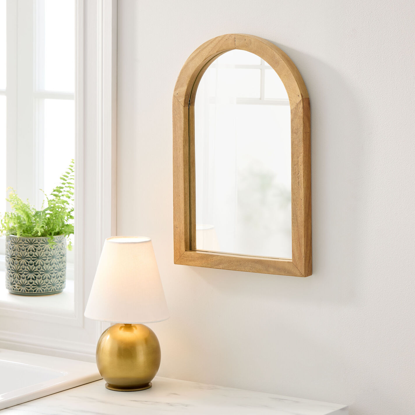 Natural Mango Wood Dome Wall Mirror | World Market