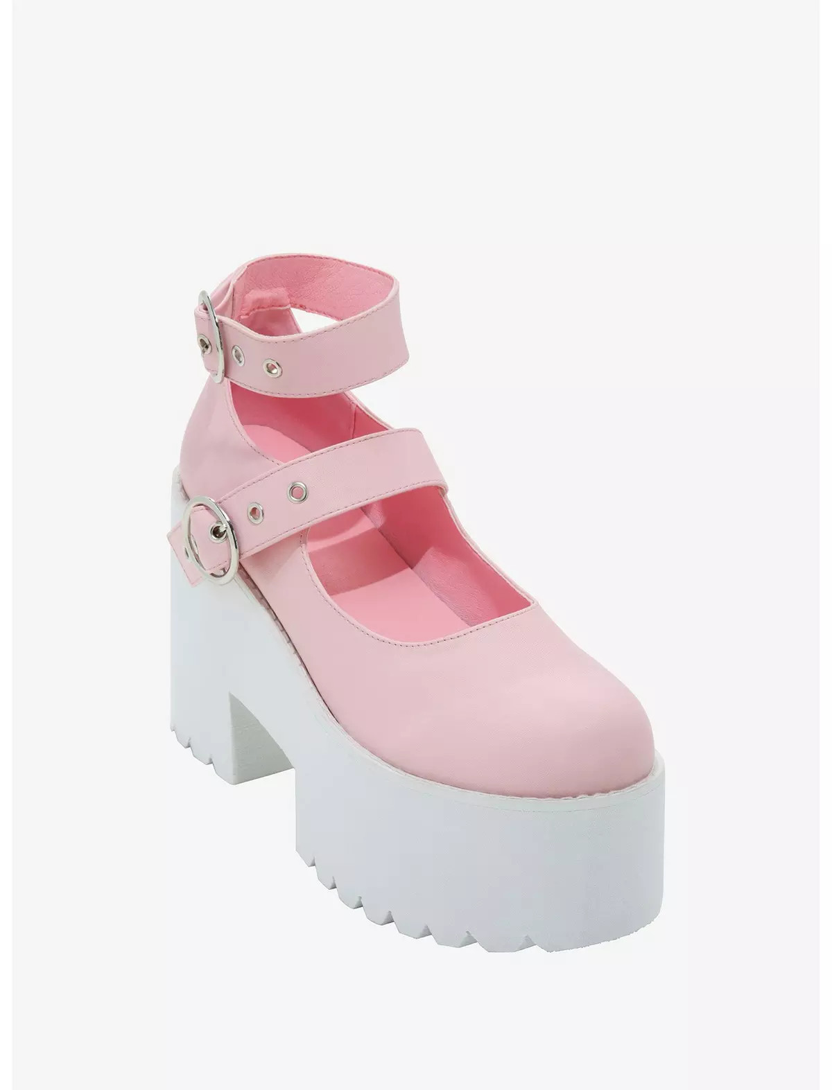 Pastel Pink Double Strap Platform Mary Janes | Hot Topic