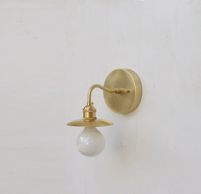 Solid Brass Wall Sconce  light with brass shade-Minimal Sconce | Etsy | Etsy (US)