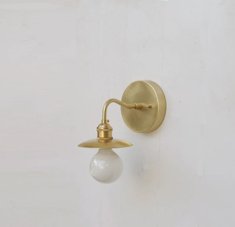 Solid Brass Wall Sconce  light with brass shade-Minimal Sconce | Etsy | Etsy (US)