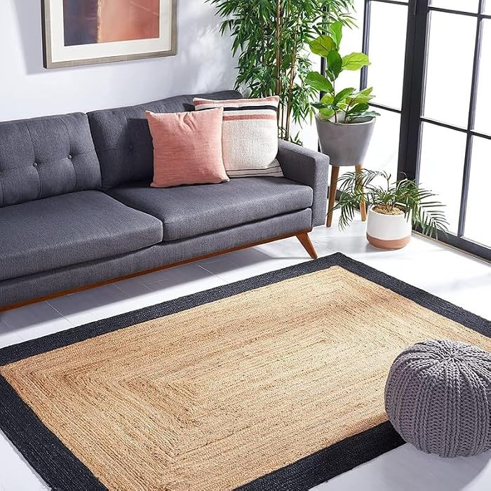 Natural Fiber Black & Natural Jute Rug 6x8 Ft | Handwoven | Farmhouse & Contemporary Decor | Dura... | Amazon (US)