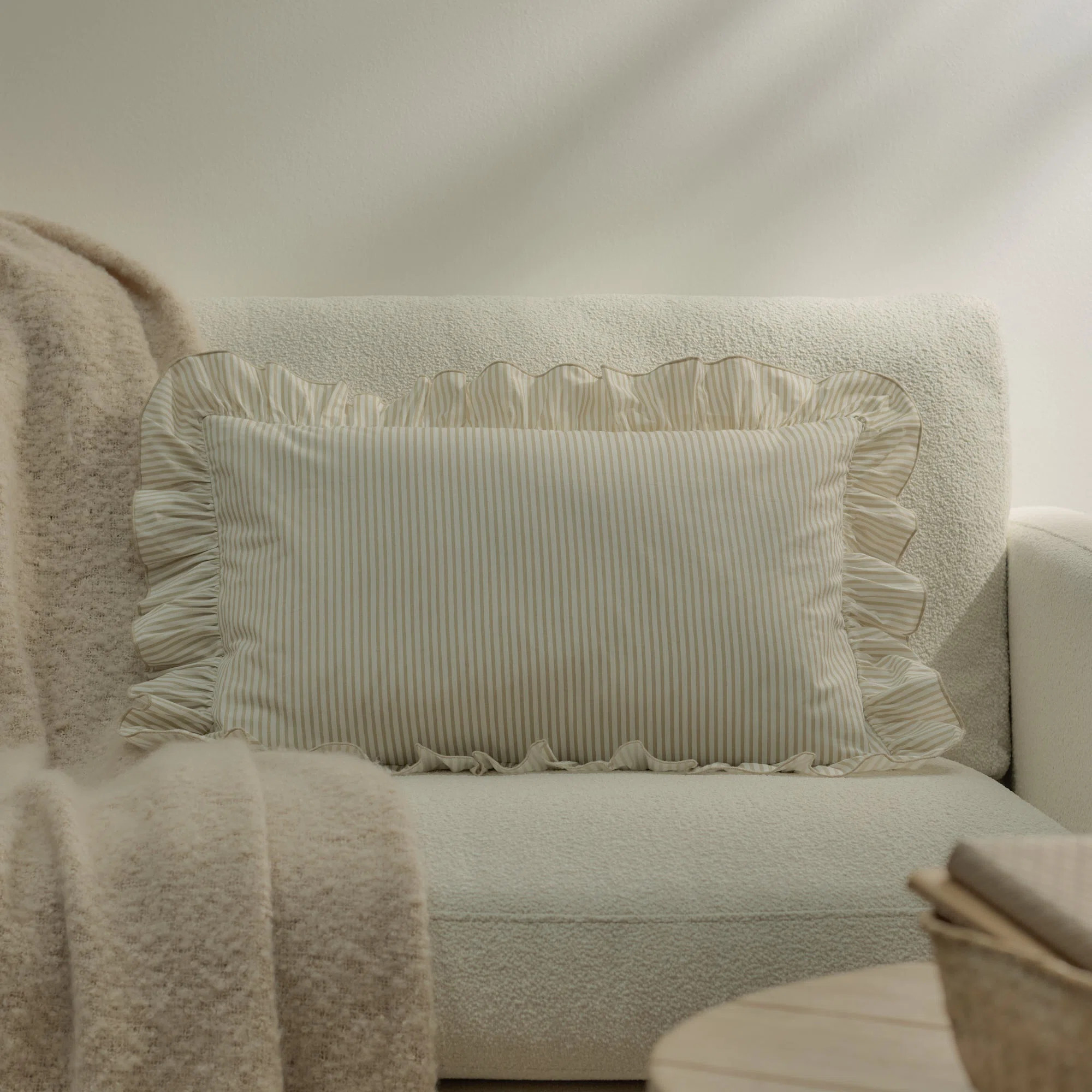 Striped Sand Rectangular Throw Pillow Cover | Wayfair UK