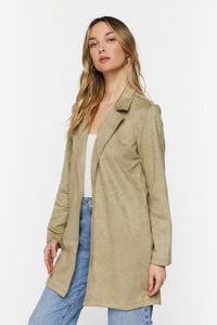 Faux Suede Open-Front Longline Jacket | Forever 21 (US)