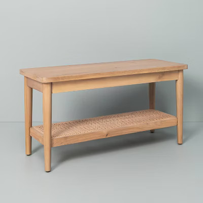 Wood & Cane Bench Natural - Hearth & Hand™ with Magnolia | Target