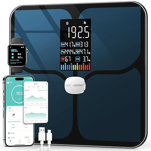 ABLEGRID Rechargeable Digital Bathroom Scale for Body Weight, Smart Scale Tracks 22 Metrics Inclu... | Amazon (US)