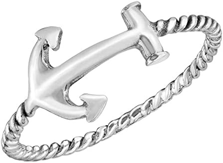 AeraVida Sailing Journey Nautical Anchor .925 Sterling Silver Twisted Band Ring | Sailing Twisted... | Amazon (US)