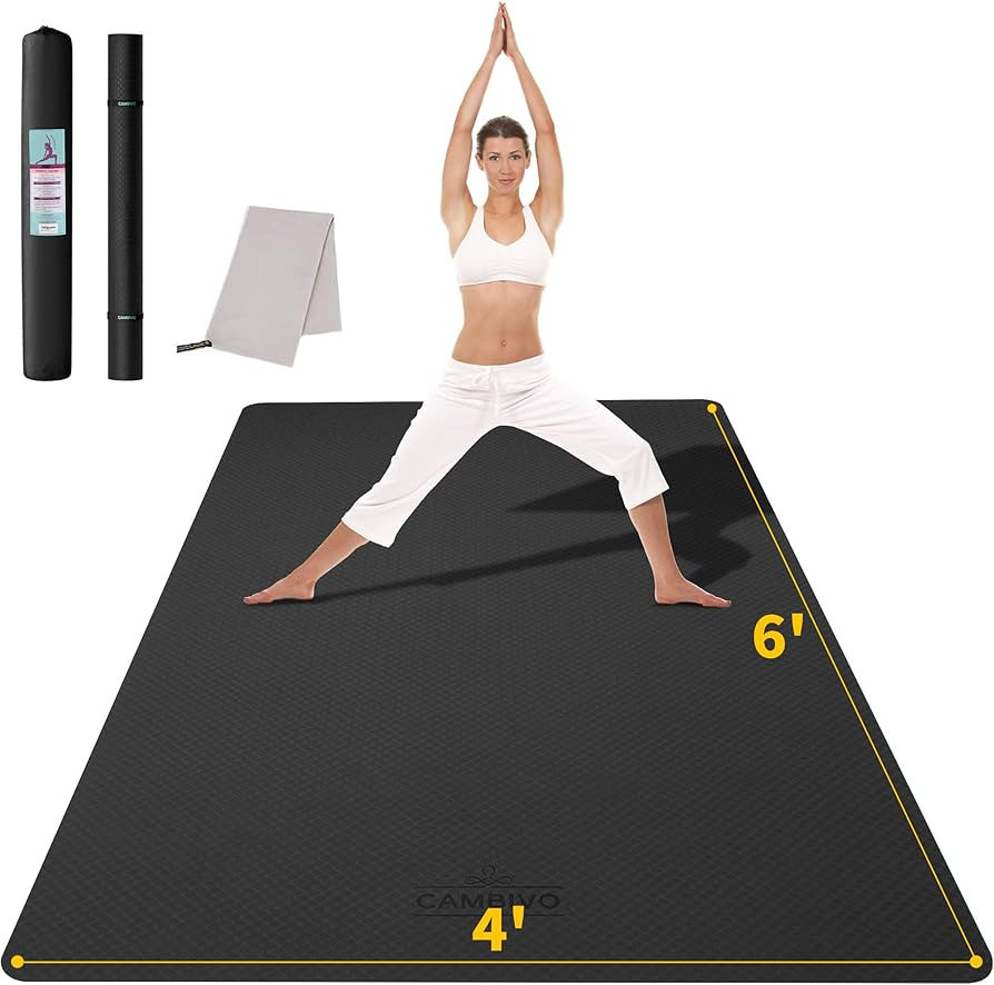 CAMBIVO Large Yoga Mat (6'x 4'), Extra Wide Workout Mat for Men and Women, Yoga Mat Thick 1/3 &1/... | Amazon (US)