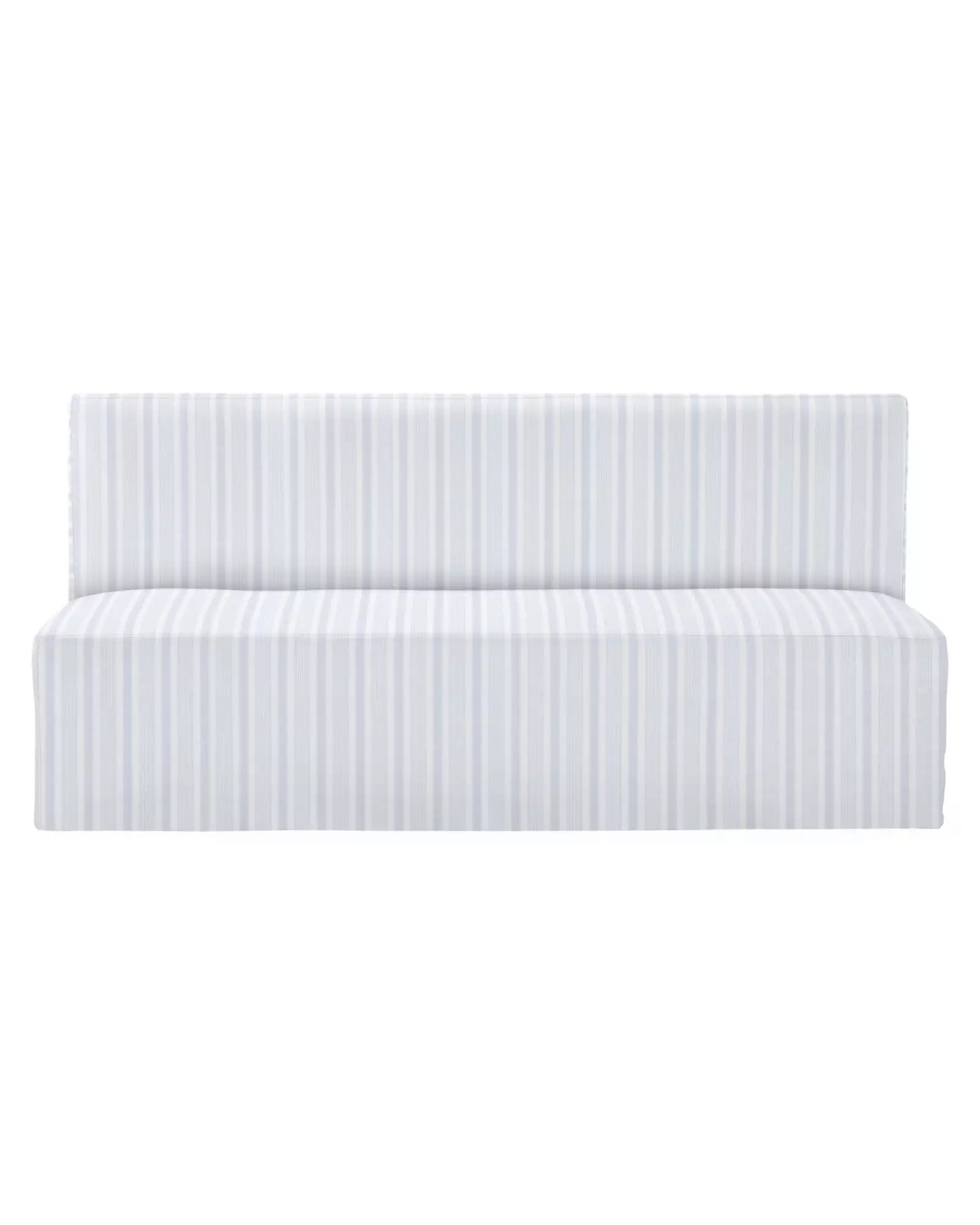 Ross Dining Bench - Slipcovered - Sky Performance French Stripe | Serena and Lily