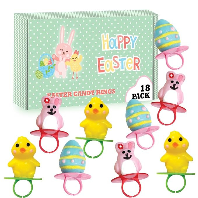 Easter Candy 3D Ring Pops - 18 Individually Wrapped Suckers Bulk Easter Variety Pack - Candy for ... | Amazon (US)