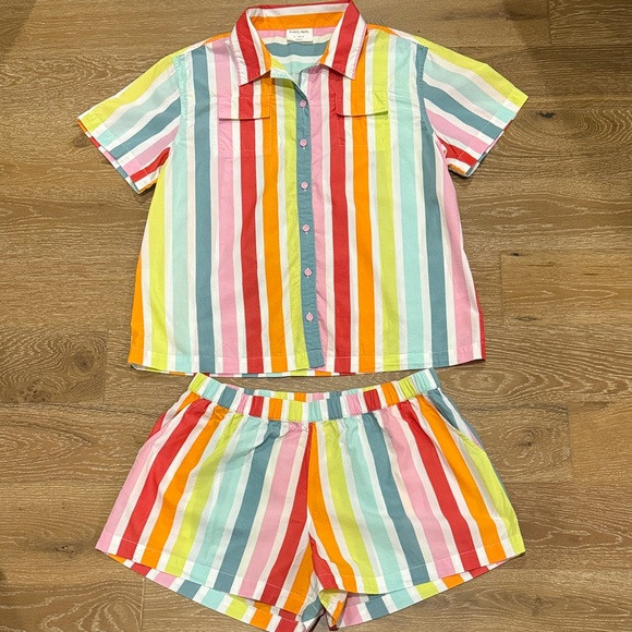 LAKE x Atlantic Pacific Rainbow Stripe Sadie Shorts Pajama Set Size Medium | Poshmark