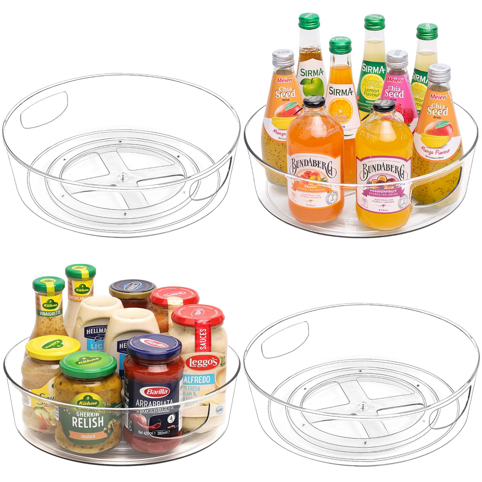 GUZON 4 Pack Lazy Susan Organizer with Handles, 12 Inch Large Lazy Susan Turntable for Cabinet, C... | Amazon (US)