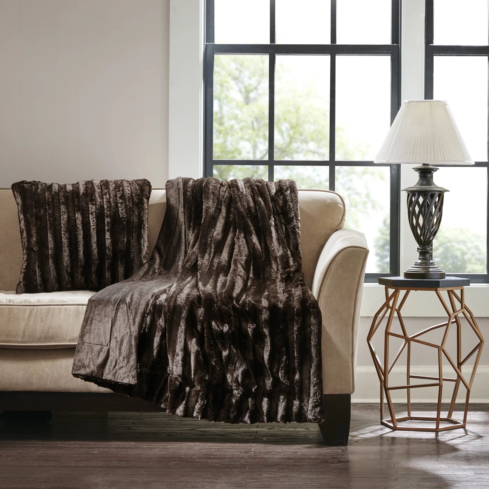 Home Essence York Brushed Faux Fur Knitted Ultra Soft Throw, 50x60", Brown | Walmart (US)