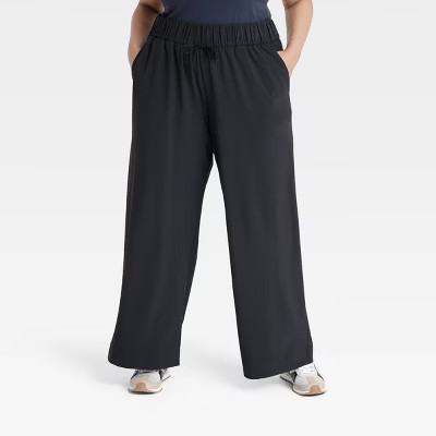 Women's Active Light High-Rise Wide Leg Pants - All In Motion™ Black L: Moisture Wicking, Quick Dry, 4-Way Stretch | Target