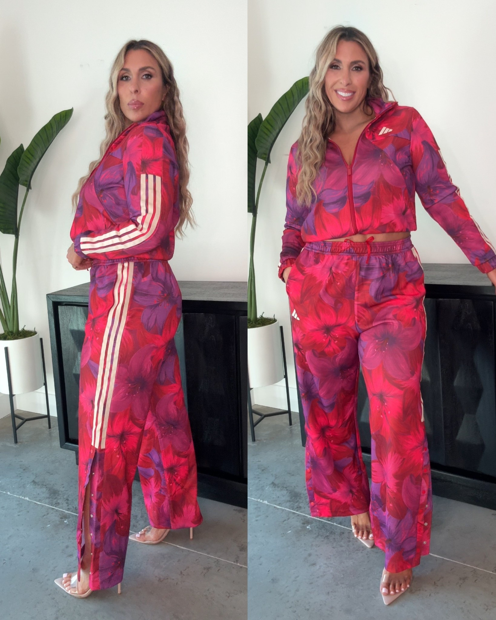 farm rio x adidas collab 

size XL pants (a little short with 3 inch heels. I would wear with sneakers linked a pair to style. 
size L top 

#LTKValentine #LTKMidsize #LTKOver40

#LTKActive #LTKMidsize #LTKValentine