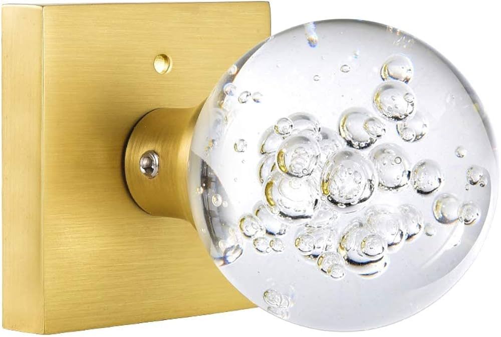 HIEMEY Glass Door Knobs Interior, Crystal Door Knobs with Lock, Privacy Gold Door Knob for Bedroo... | Amazon (US)