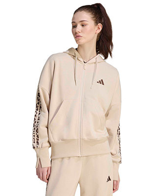 Women's Seasonal Essentials Animal Print 3-Stripes Hooded Track Jacket | Macy's