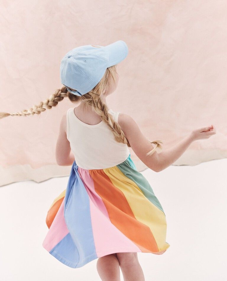 Sleeveless Rainbow Paneled Skater Dress with Pockets | Hanna Andersson