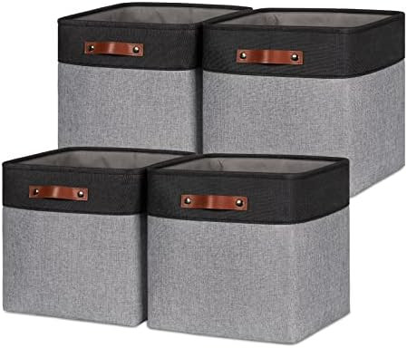 HNZIGE 13x13x13 Storage Baskets (4 Pack) Large Fabric Storage Cubes for Shelves, Storage Cube Bin... | Amazon (US)