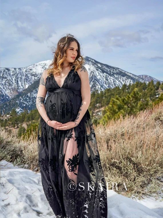 Black Maternity Dress Maternity Gown Lace Maternity Dress | Etsy | Etsy (US)