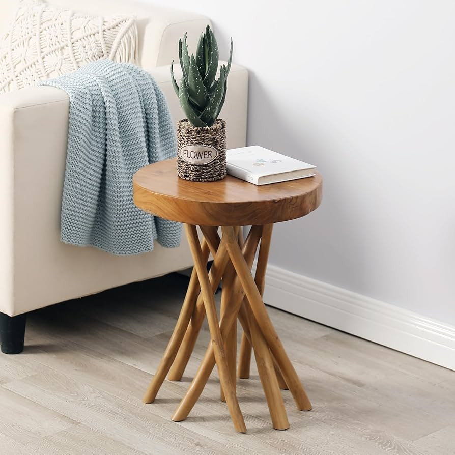 WELLAND Teak Wood Stick Leg End Table | Amazon (US)