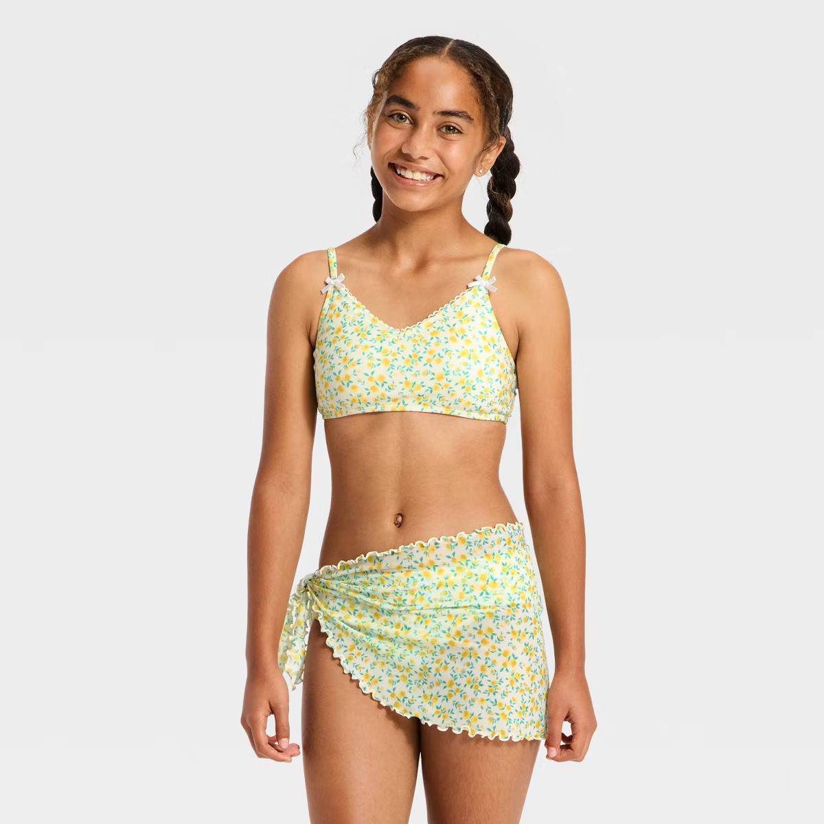 Girls' 3pc Rosie Blooms Bikini Set - art class™ Yellow S | Target