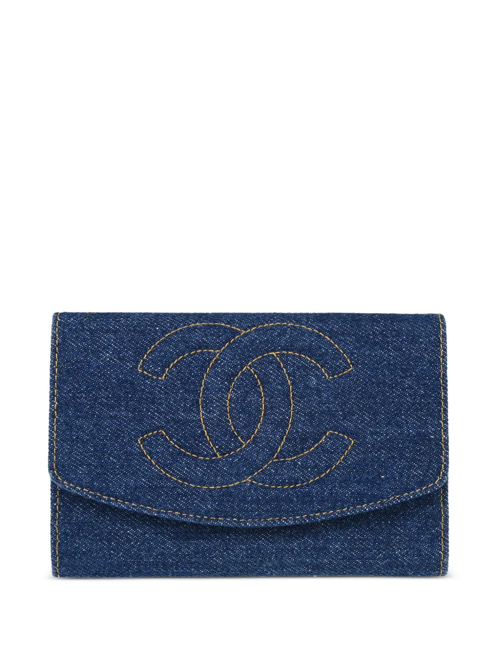 CHANEL Pre-Owned 1997 denim wallet - Blue | Farfetch Global