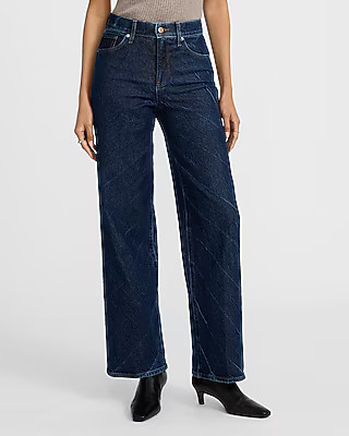 High Waisted Dark Wash Wide Leg Jeans | Express
