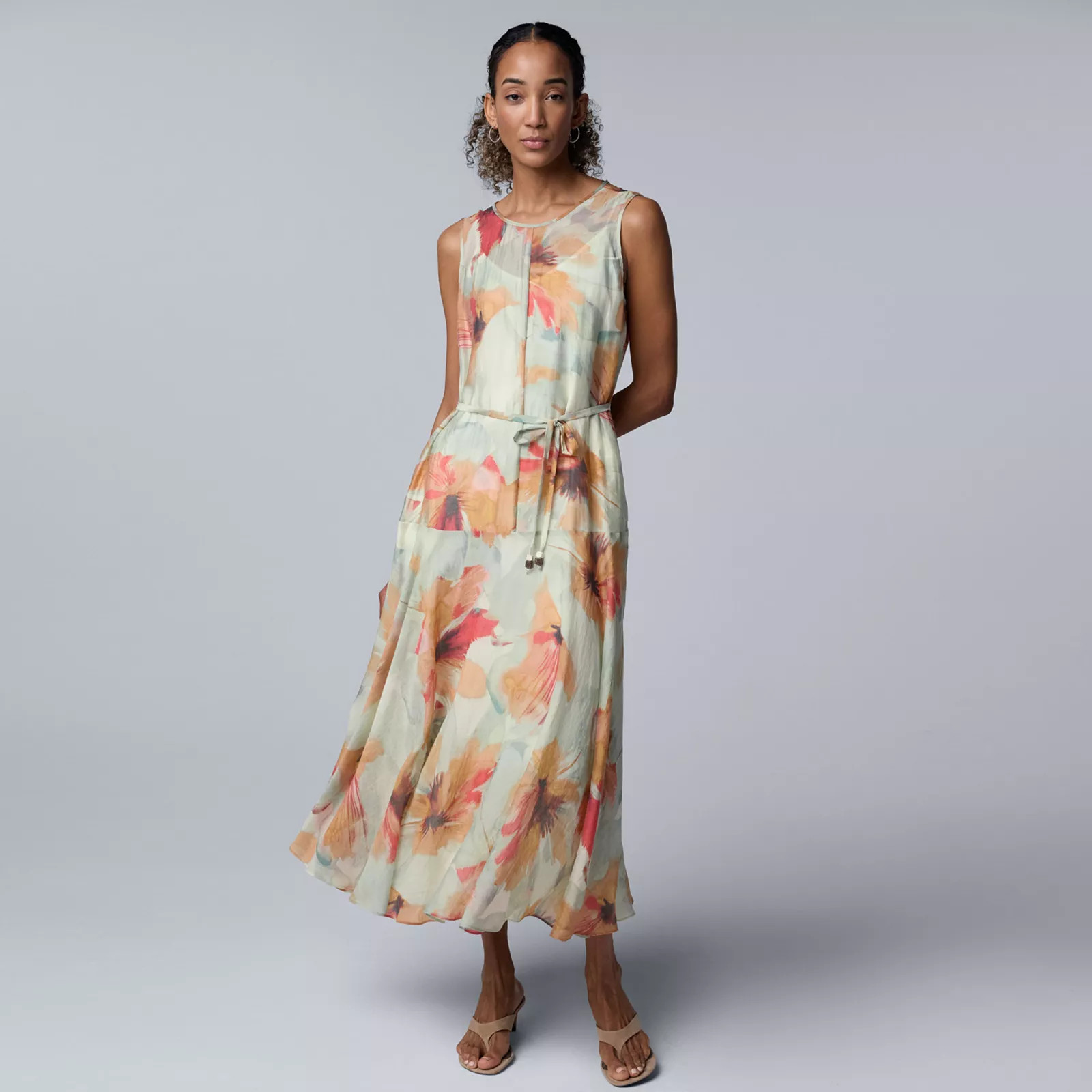 Women's Simply Vera Vera Wang Belted Dropwaist Maxi Dress | Kohl's