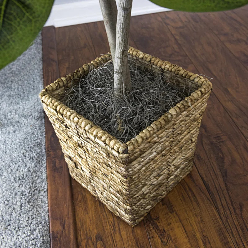 38.00'' Artificial Mini Fiddle Leaf Fig Tree in Basket | Wayfair North America